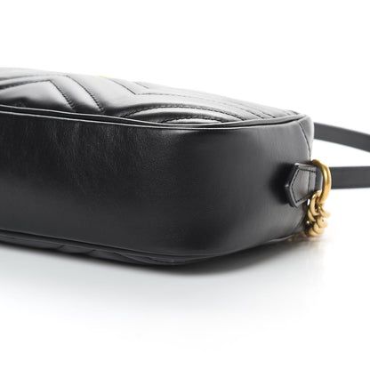 Gucci Calfskin Matelasse Small GG Marmont Chain Shoulder Bag Black 10 of 11