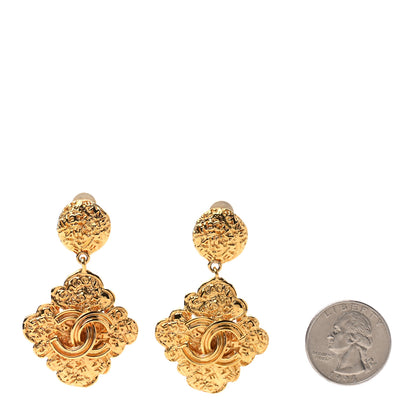 Chanel CC Drop Clip On Earrings Gold 2 of 6