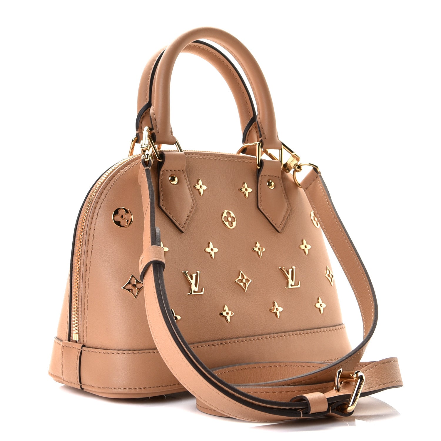 Louis Vuitton Calfskin Metal Monogram Alma BB Camel Brown 3 of 11