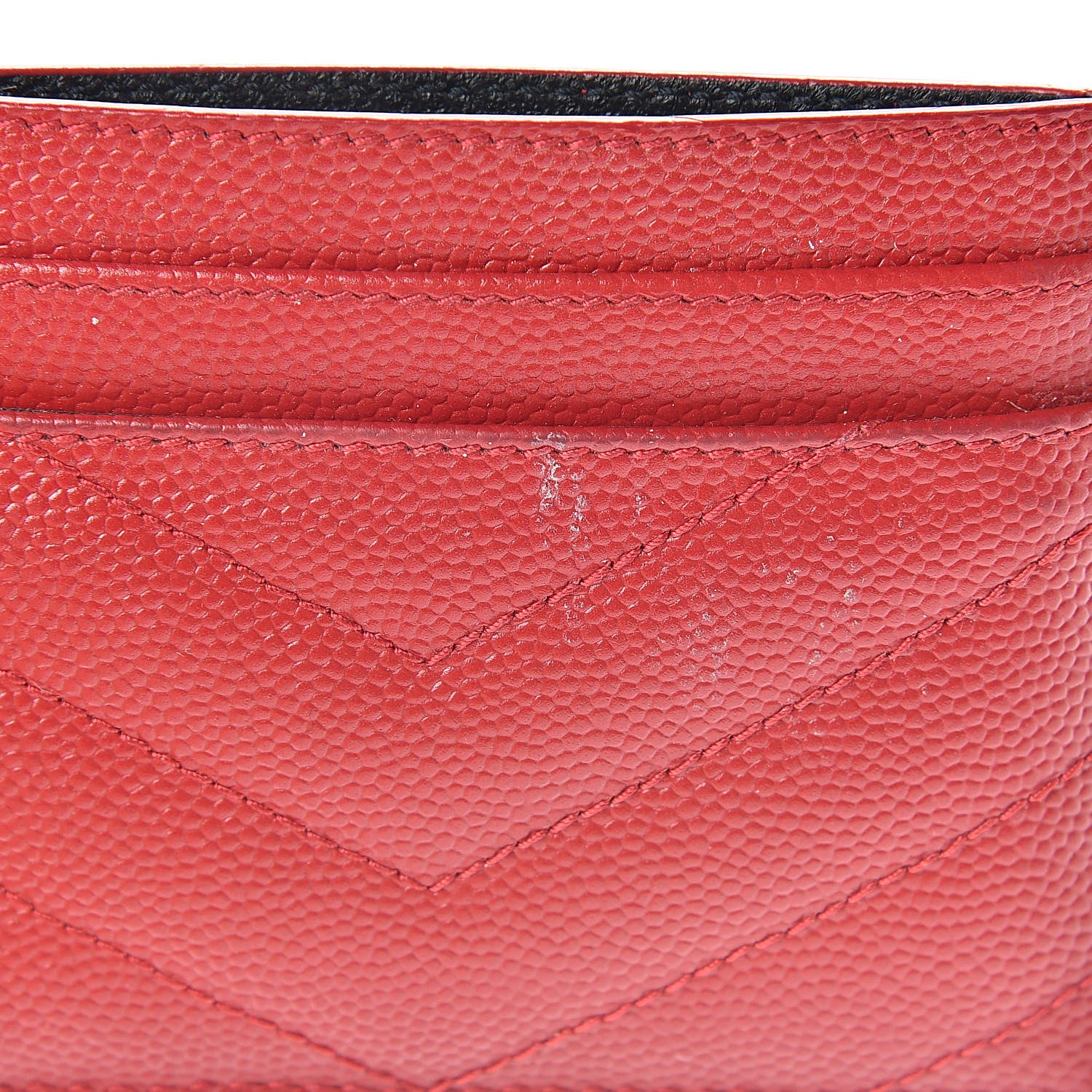 Saint Laurent Grain De Poudre Matelasse Chevron Monogram Credit Card Case New Red 8 of 11