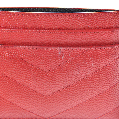 Saint Laurent Grain De Poudre Matelasse Chevron Monogram Credit Card Case New Red 8 of 11