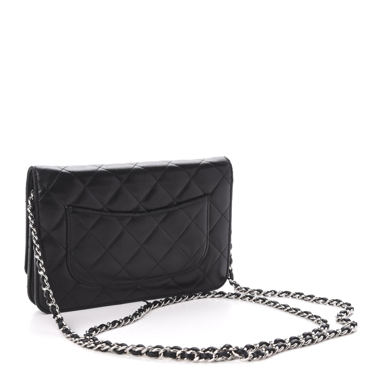 Lambskin Quilted Wallet On Chain WOC Black