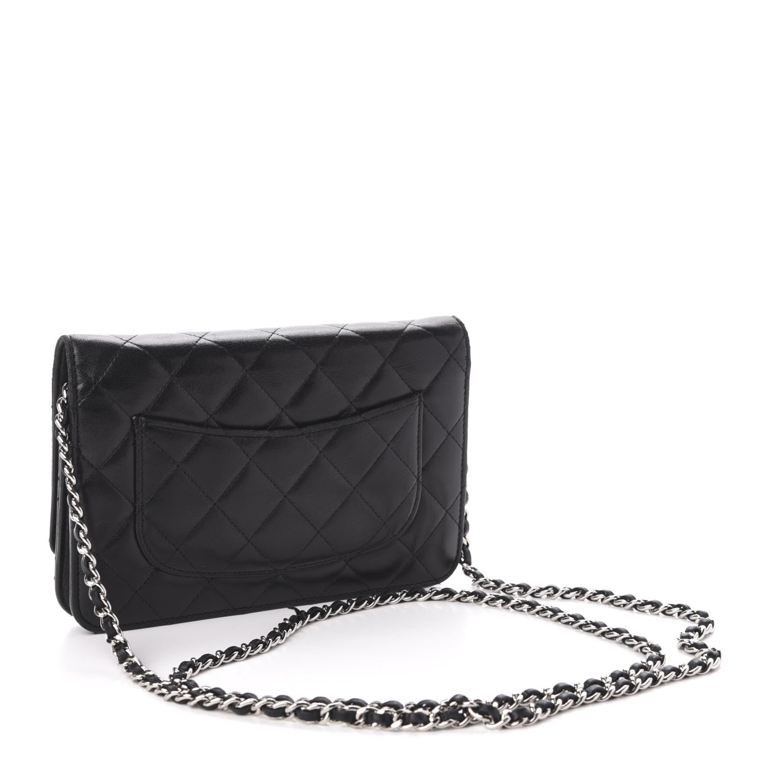 Chanel Lambskin Quilted Wallet On Chain WOC Black 3 of 13