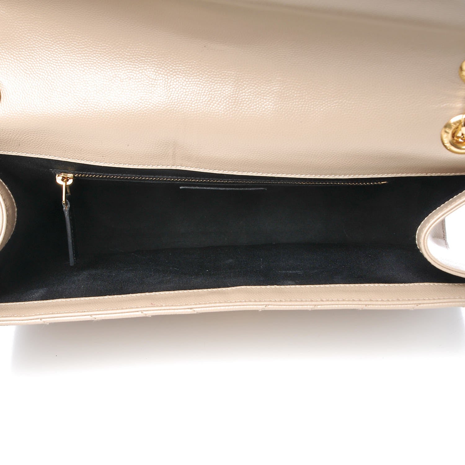 Saint Laurent Grain De Poudre Matelasse Chevron Large Monogram Satchel Dark Beige 5 of 11