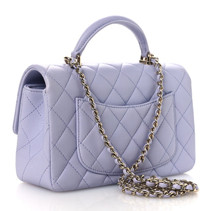 Chanel Lambskin Quilted Mini Top Handle Rectangular Flap Light Purple 3 of 14