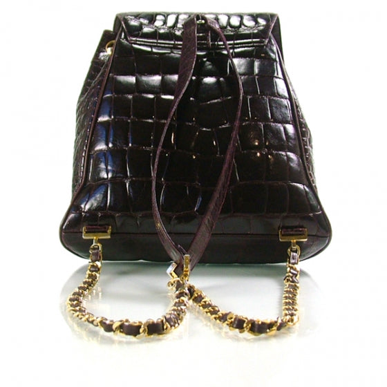 Vintage Crocodile Drawstring Backpack