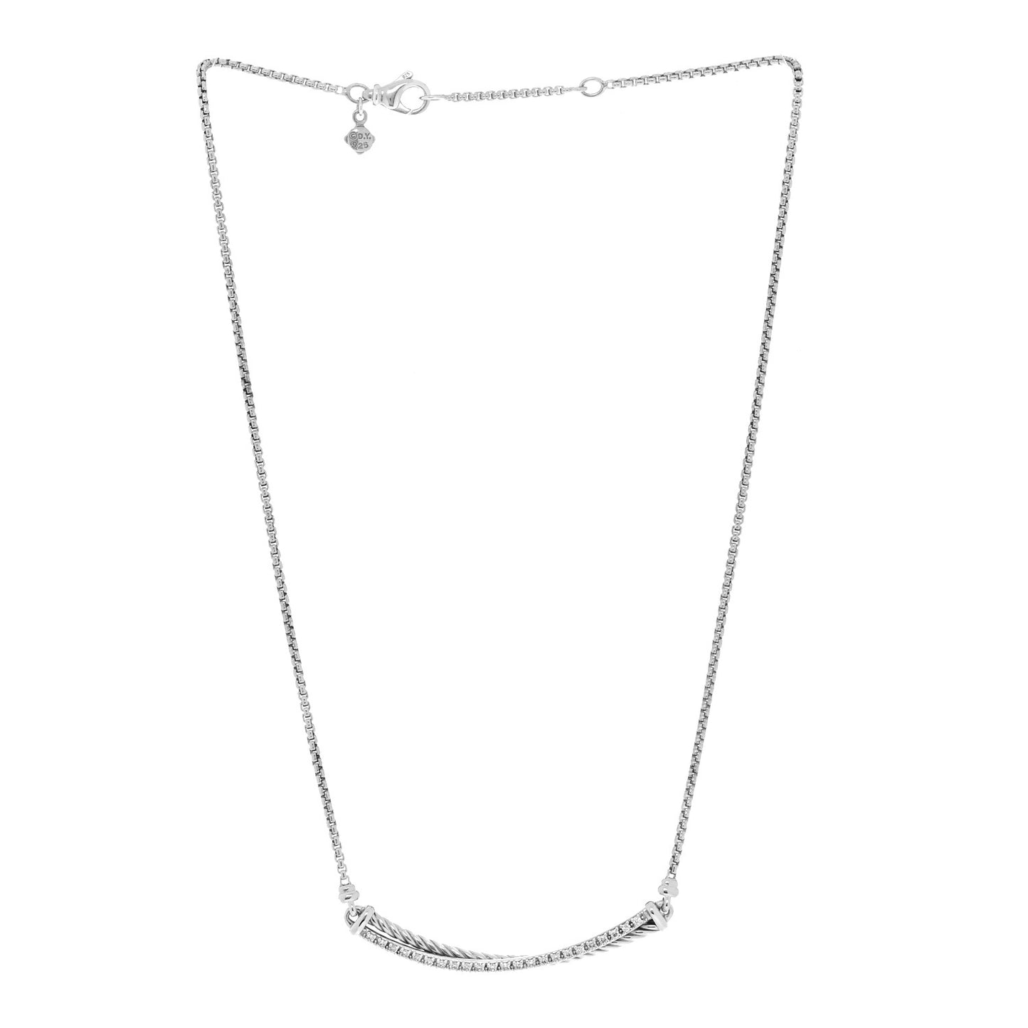 Sterling Silver Diamond Crossover Bar Necklace
