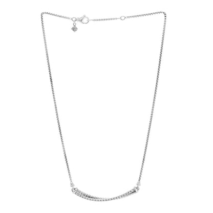 David Yurman Sterling Silver Diamond Crossover Bar Necklace 3 of 6