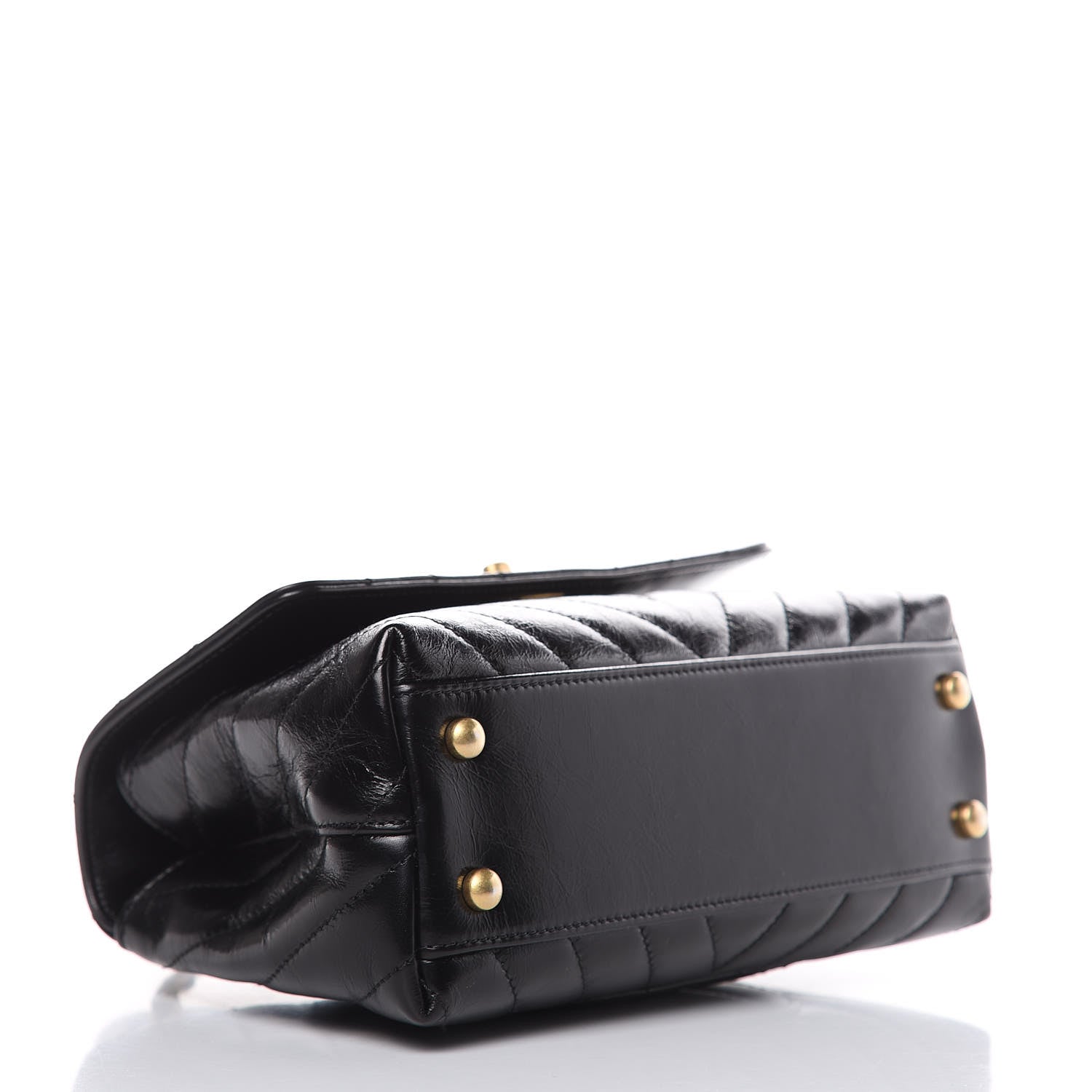 Chanel Calfskin Lizard Chevron Quilted Mini Coco Handle Flap Black 4 of 10