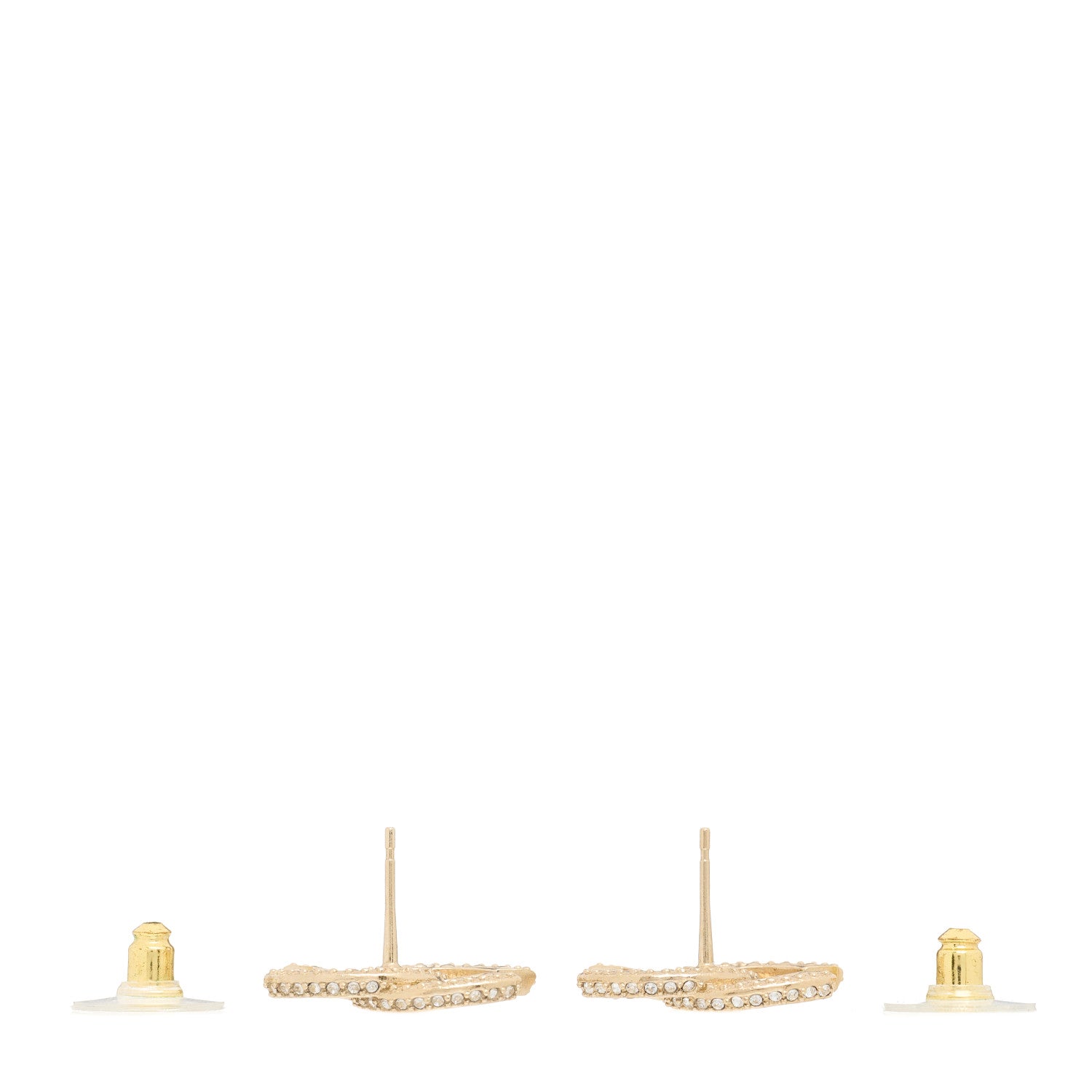 Chanel Crystal Timeless CC Earrings Gold 3 of 5