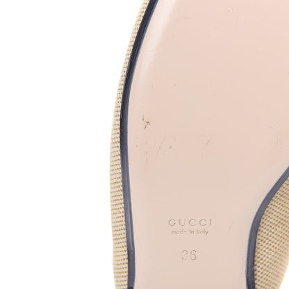 Gucci Canvas Vintage Charlotte Web Princetown Slippers 36 Sand Cuir 9 of 10