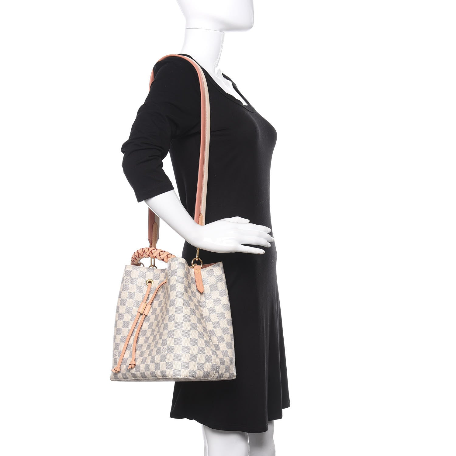 Louis Vuitton Damier Azur Braided Neonoe MM Peach Cream 2 of 10