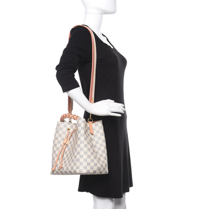 Louis Vuitton Damier Azur Braided Neonoe MM Peach Cream 2 of 10