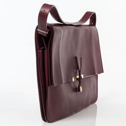 Celine Calfskin Medium Clasp Shoulder Bag Wine 3 of 9