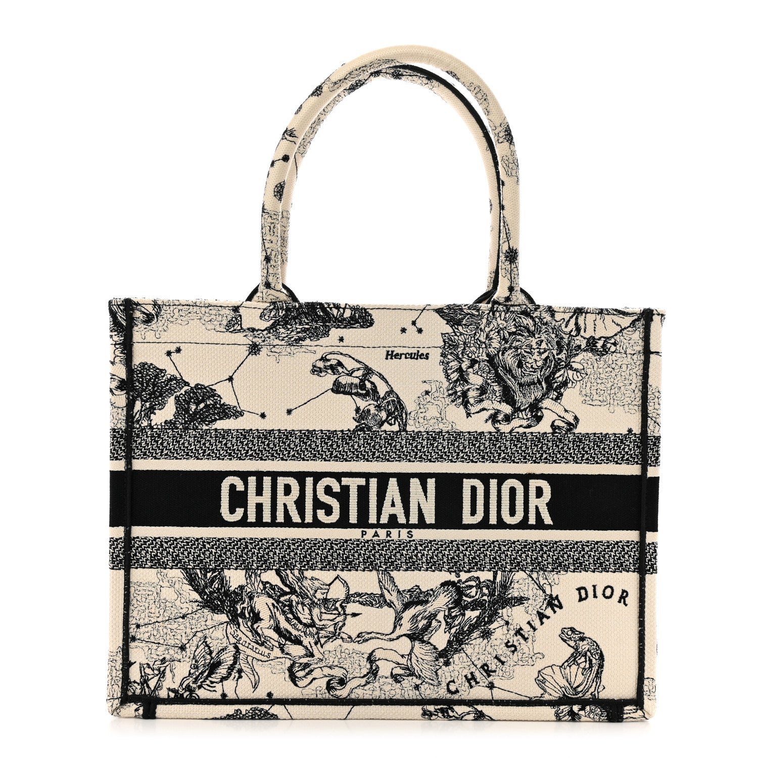 Christian Dior Canvas Zodiac Toile De Jouy Embroidered Medium Book Tote Latte 1 of 12
