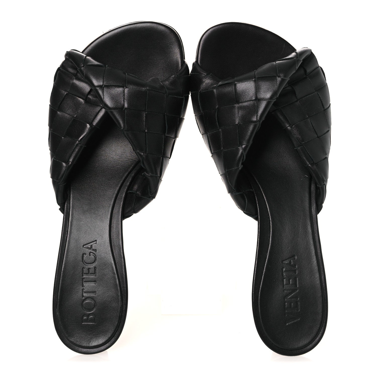 Bottega Veneta Nappa Intrecciato Blink Mule Sandals 39.5 Black