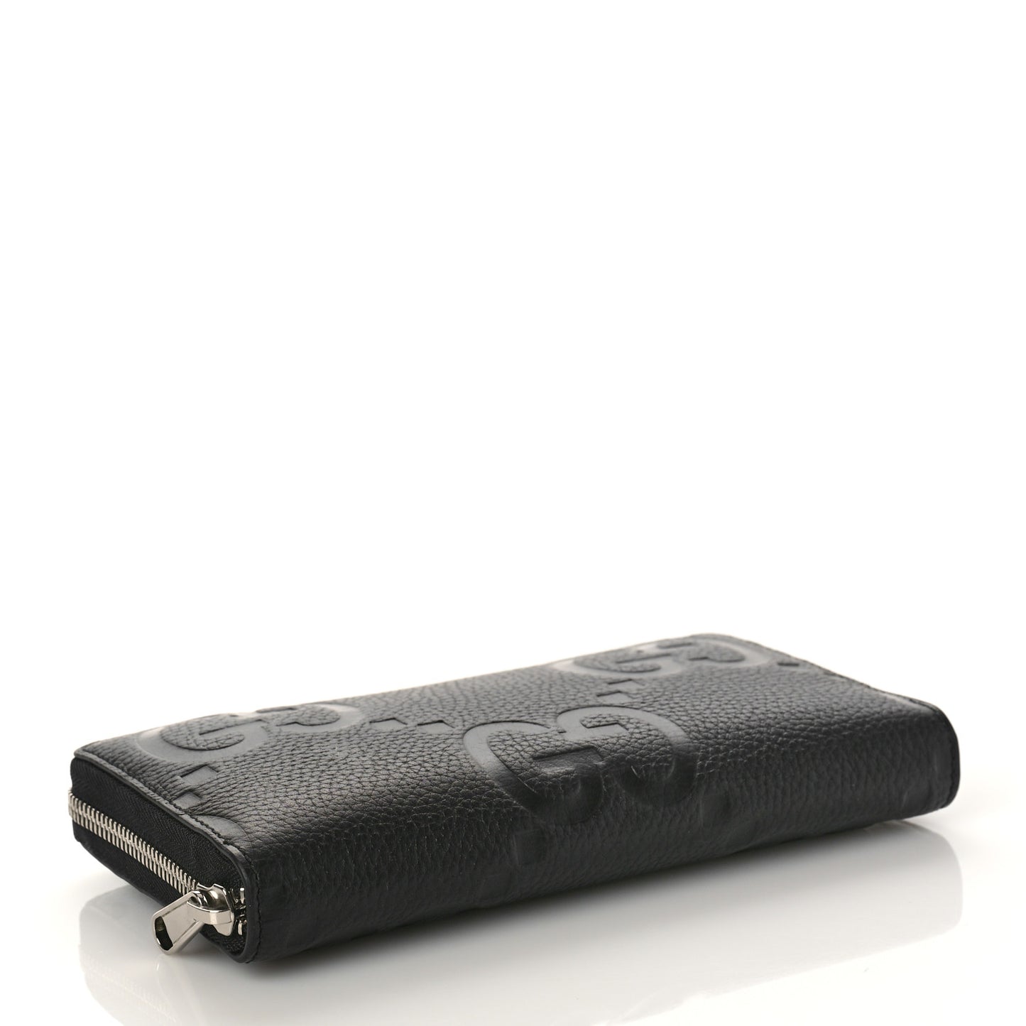 Piuma Calfskin Jumbo GG Embossed Zip Around Wallet Black