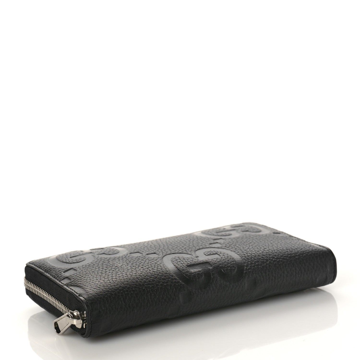 Gucci Piuma Calfskin Jumbo GG Embossed Zip Around Wallet Black 4 of 9