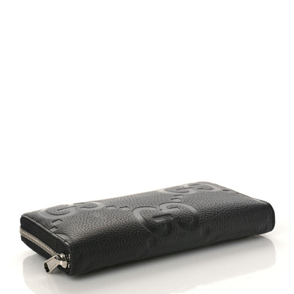 Gucci Piuma Calfskin Jumbo GG Embossed Zip Around Wallet Black 4 of 9