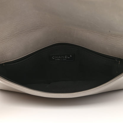 Chanel Calfskin Sequin Embellished Clutch Flap Grey Black 6 of 8