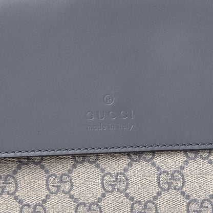 Gucci GG Supreme Monogram Selleria Calfskin Medium Satchel Messenger Bag Ecru Grigio 9 of 10