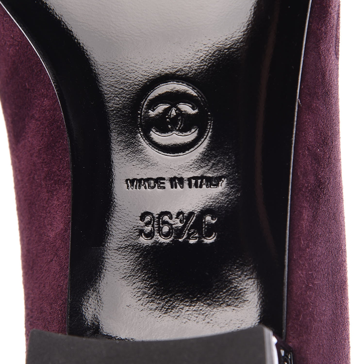Chanel Suede Cap Toe Moccasin Loafers 36.5 Burgundy Black 6 of 11