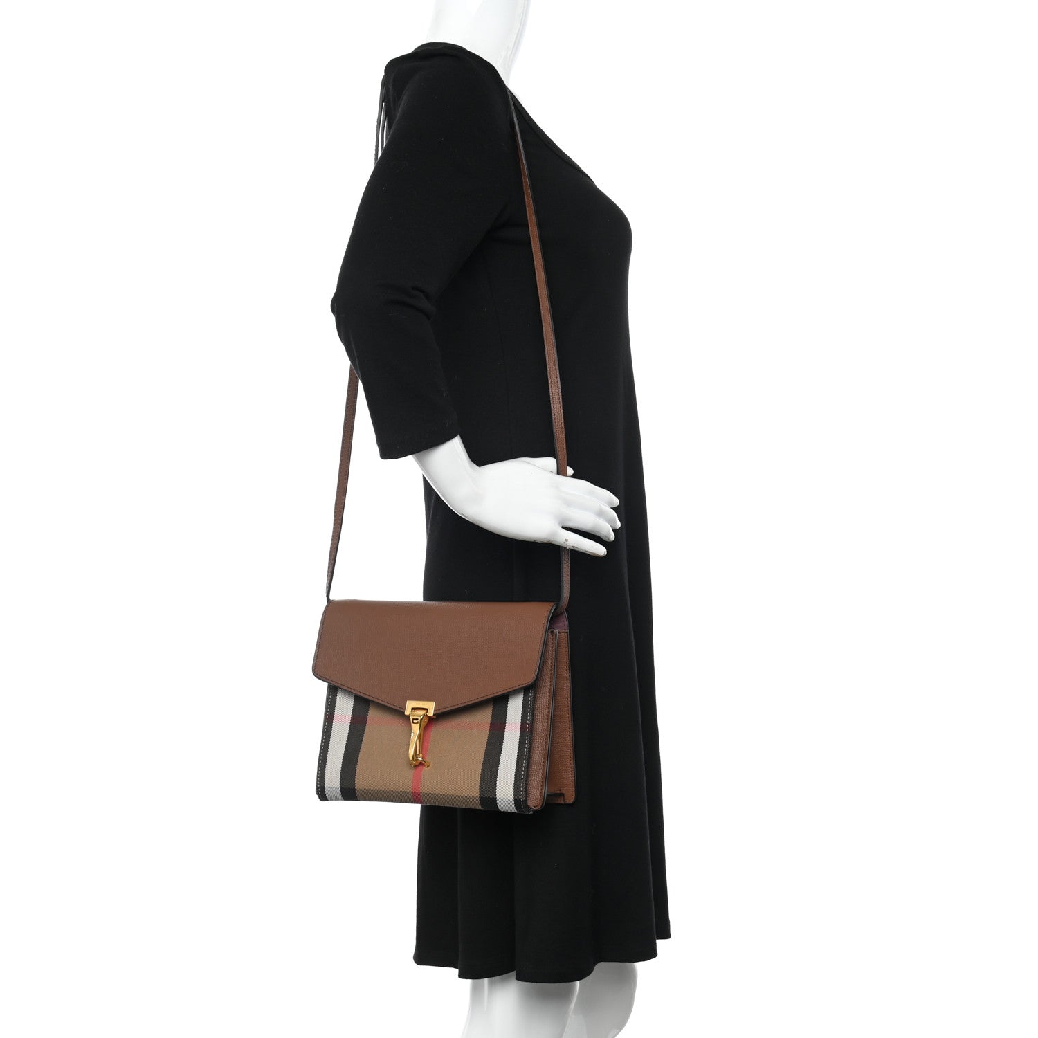 Burberry Derby Calfskin House Check Small Macken Crossbody Bag Tan 2 of 13