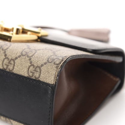Gucci GG Supreme Monogram Calfskin Small Padlock Shoulder Bag Beige Black Cuir 9 of 12