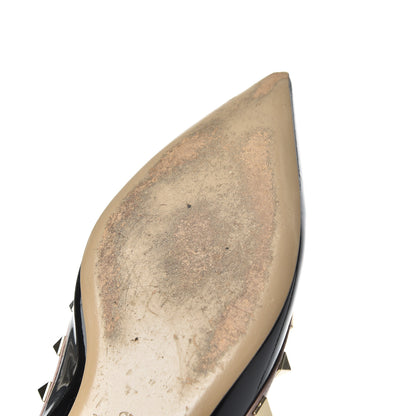 Valentino Garavani Patent Nappa Rockstud Ballerina Flats 37.5 Black Poudre 11 of 14