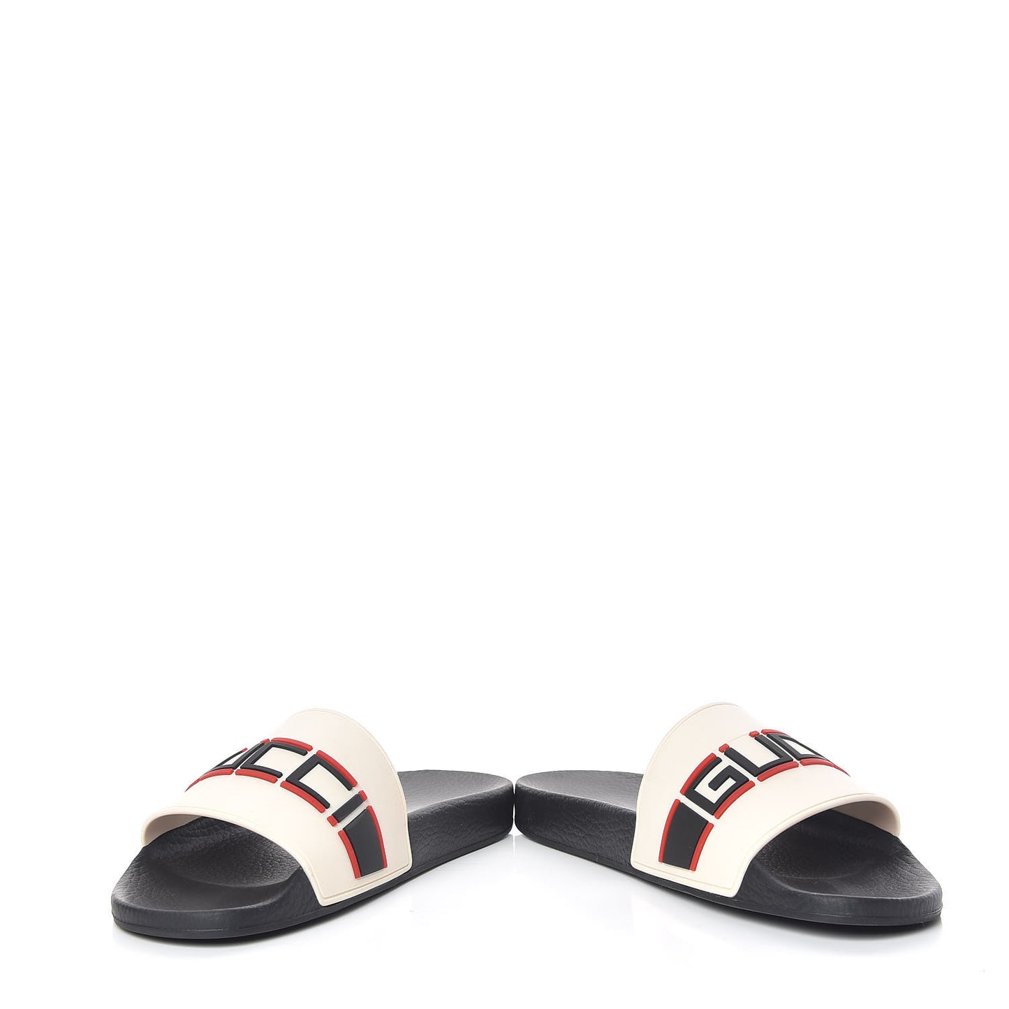 Rubber Stripe Womens Pool Slide Sandals 41 Ecru Poppy Black