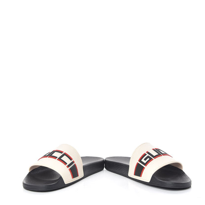 Gucci Rubber Stripe Womens Pool Slide Sandals 41 Ecru Poppy Black 5 of 12