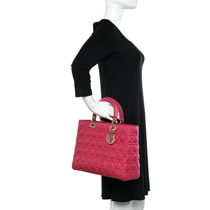Christian Dior Lambskin Cannage Large Lady Dior Pink 2 of 10