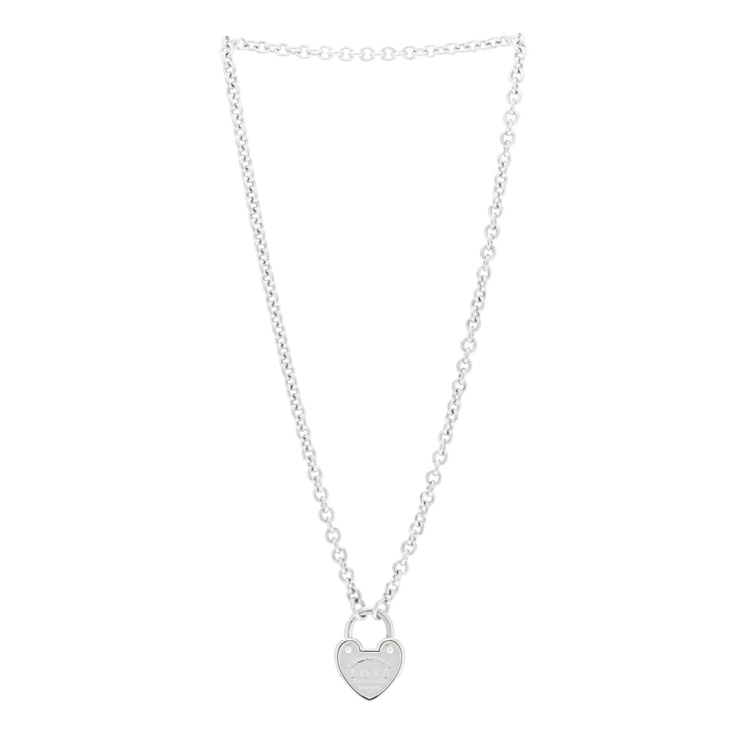 Sterling Silver Return To Tiffany Love Heart Lock Pendant Necklace