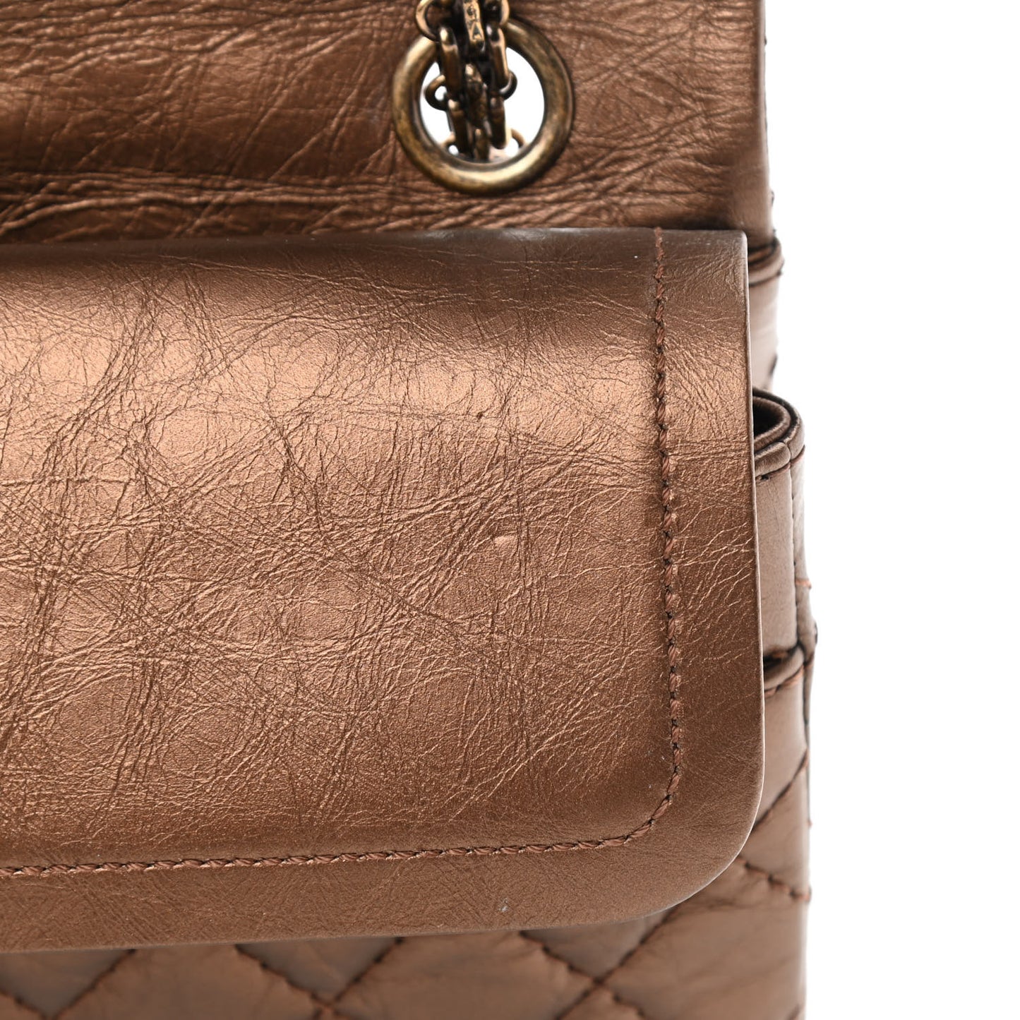Metallic Aged Calfskin Quilted 2.55 Reissue 225 Flap Bronze
