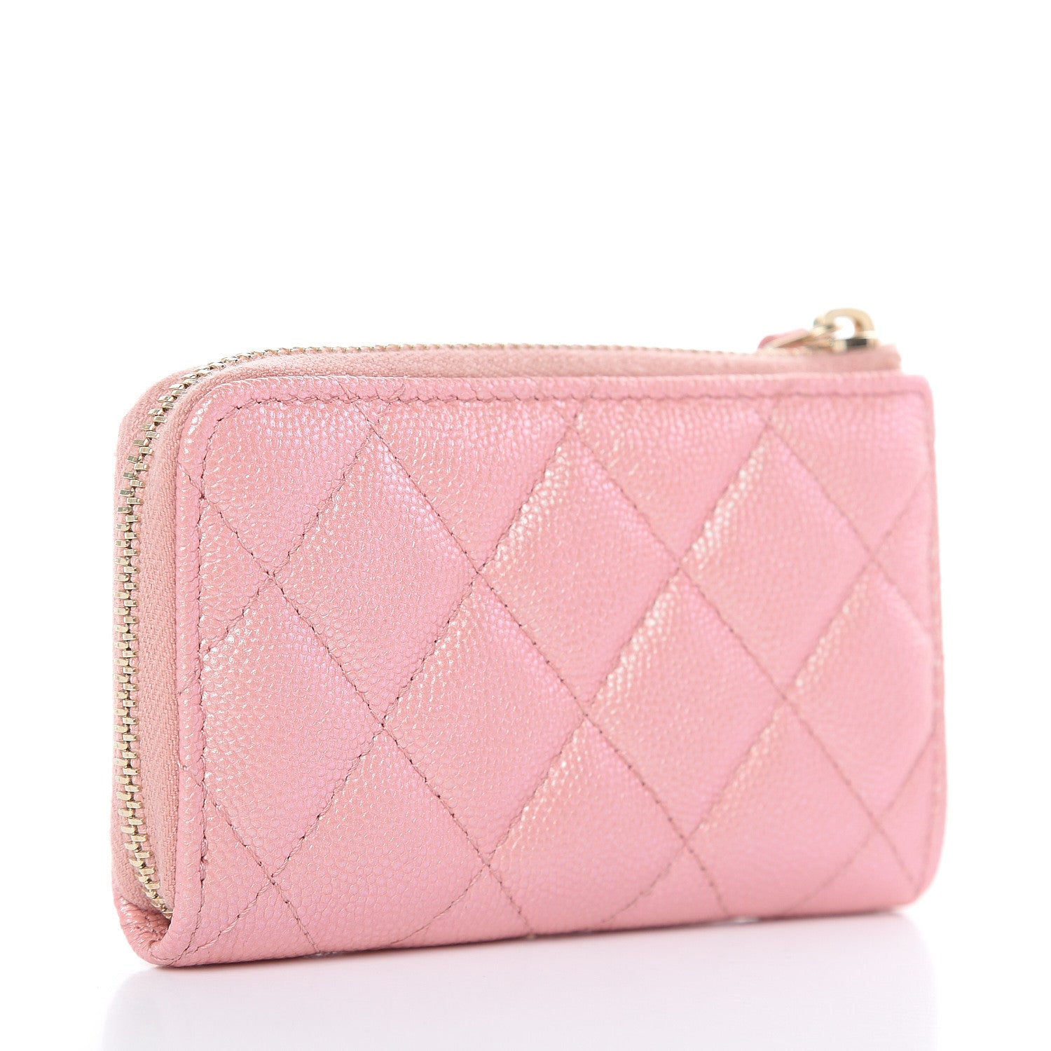 Chanel Iridescent Caviar Quilted Zipped Key Holder Case Rose Pink 3 of 8