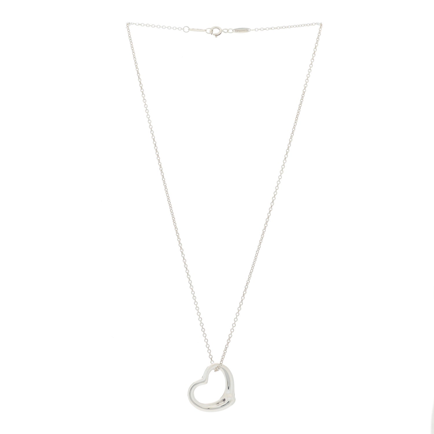Tiffany Sterling Silver 22mm Elsa Peretti Open Heart Pendant Necklace 2 of 6