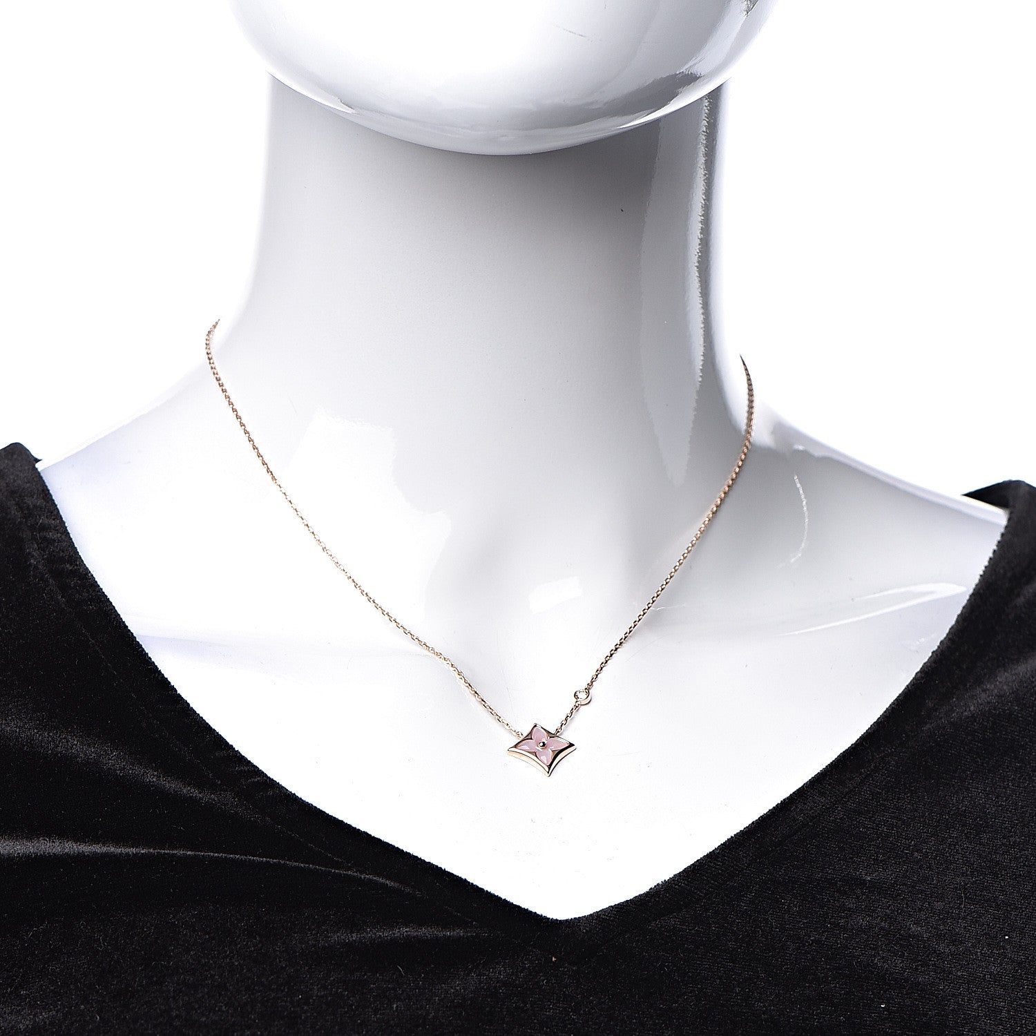 Louis Vuitton 18K Pink Gold Diamond Pink Mother of Pearl Color Blossom BB Star Pendant Necklace 2 of 7