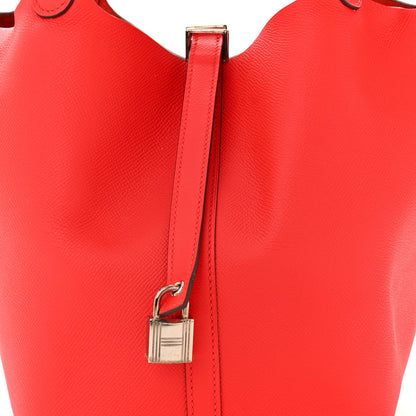 Hermes Epsom Tressage De Cuir Picotin Lock 22 MM Rouge Coeur Bleu du Nord Rouge H 8 of 10