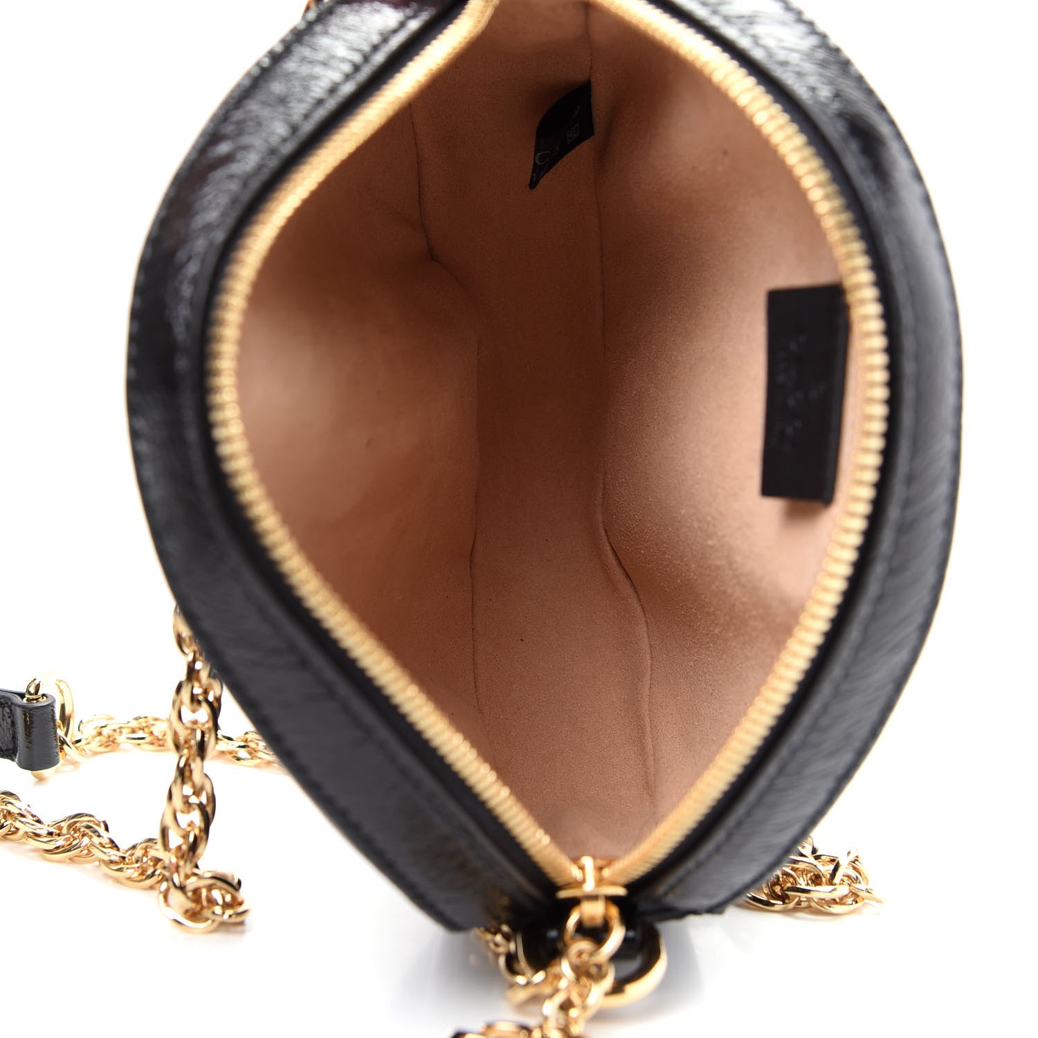 Gucci Suede Patent Web Mini Ophidia Round Shoulder Bag Black 5 of 9