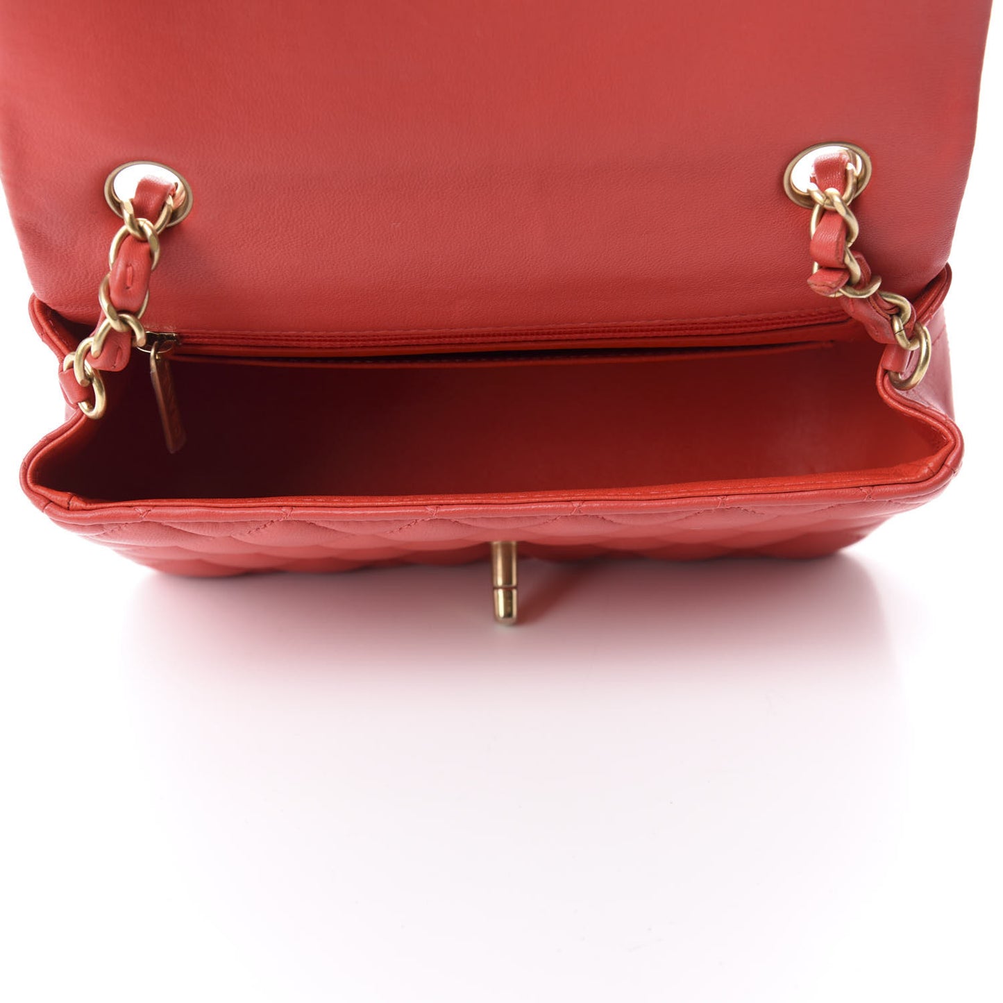 Lambskin Quilted Mini Rectangular Flap Red