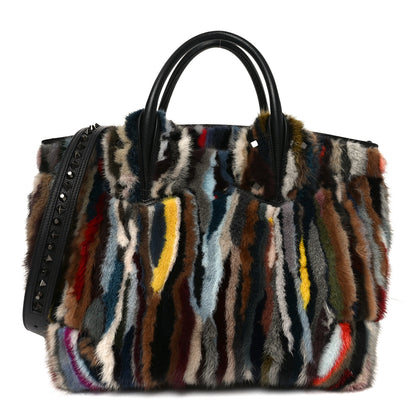 Christian Louboutin Calfskin Patchwork Calf Hair Large Eloise Tote Black Multicolor 1 of 9