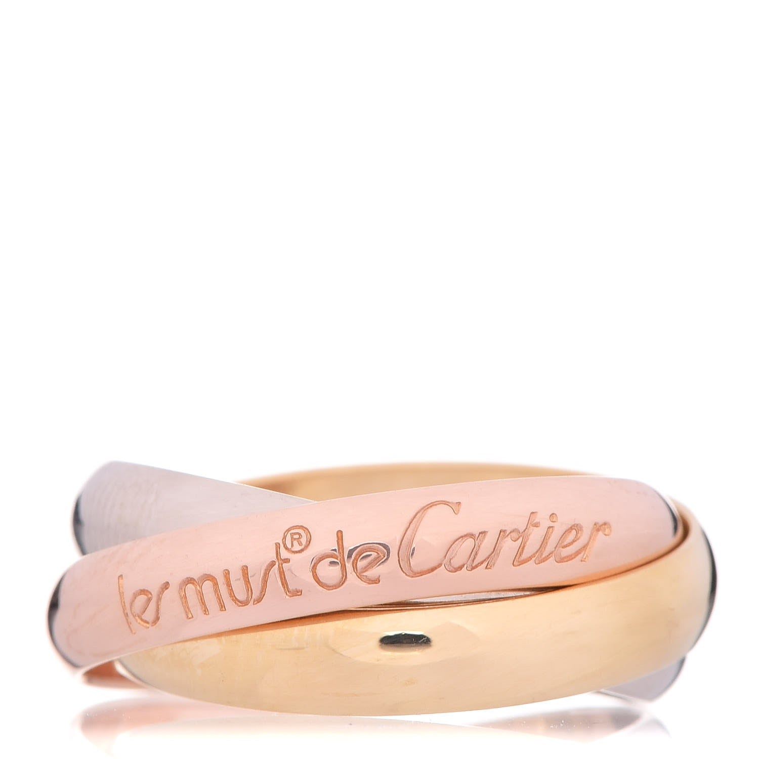 Cartier 18K Pink Yellow White Gold Classic Les Must De Trinity Ring 51 5.75 1 of 8