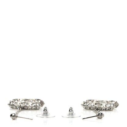 Chanel Baguette Crystal CC Drop Earrings Silver 3 of 3