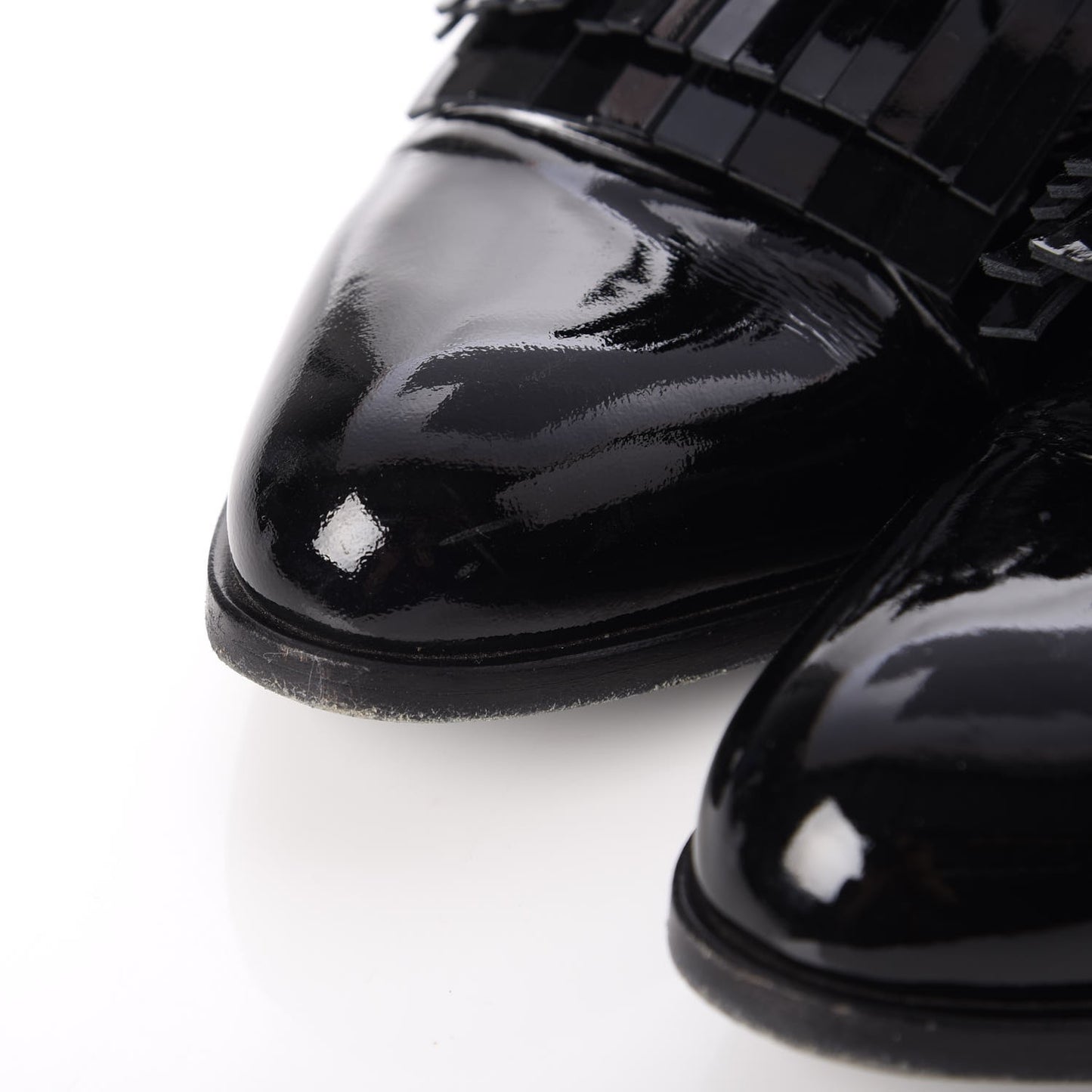 Patent Mila Tassel Fringe Loafers 39 Black