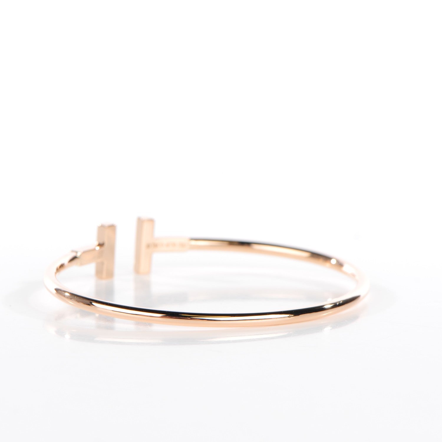 Tiffany 18K Rose Gold Diamond T Wire Bracelet 4 of 6