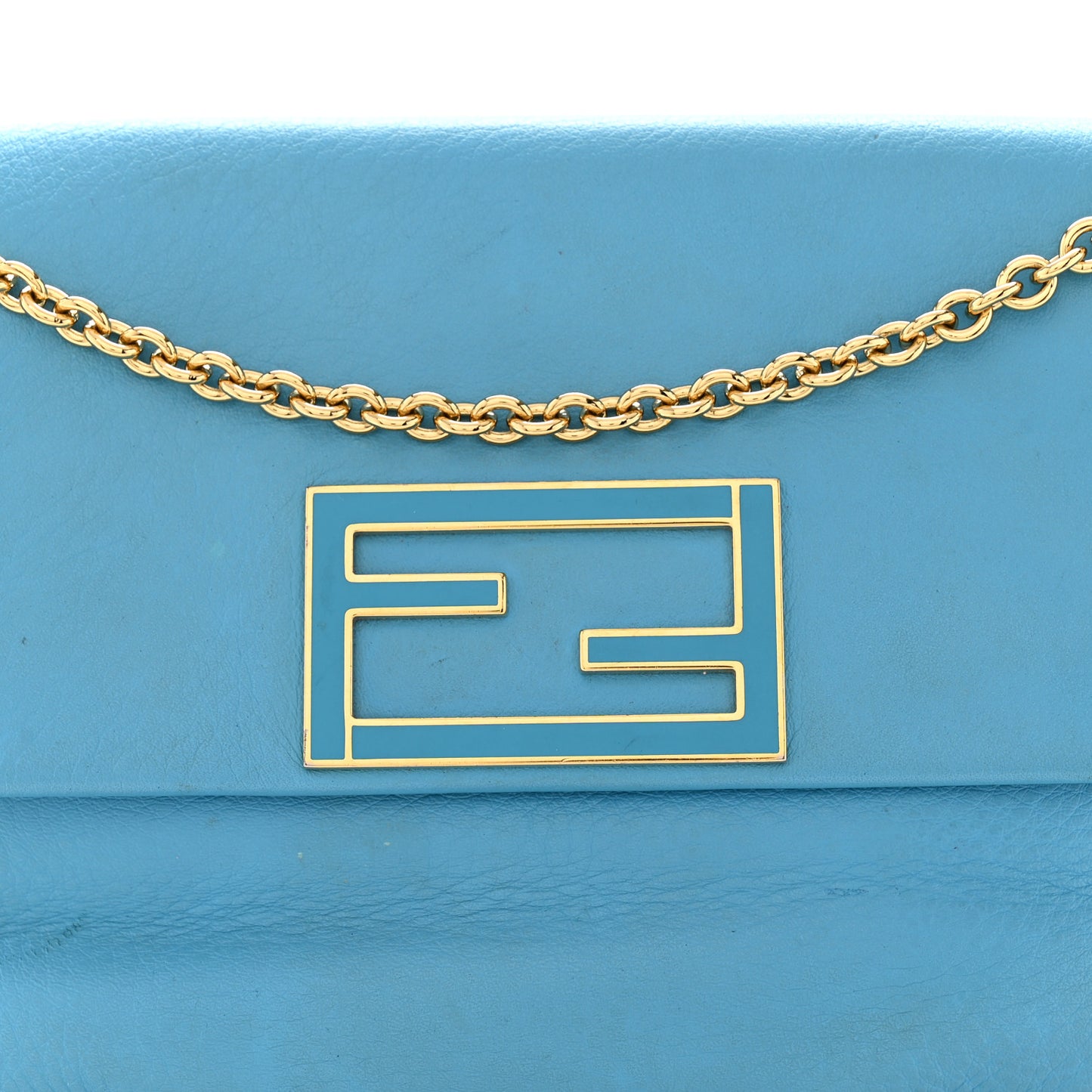 Vitello Flamingo Enamel Fendista Pouchette Crossbody Maldives