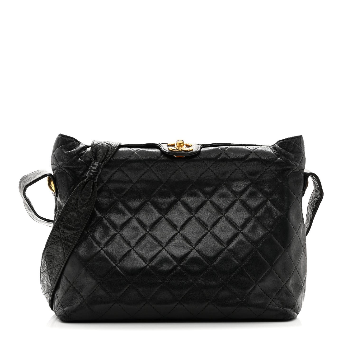 Lambskin Quilted Shoulder Bag Black