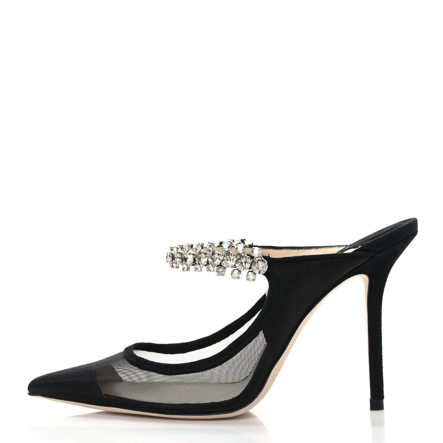 Jimmy Choo Mesh Suede Crystal Bing 100 Pumps 36.5 Black 1 of 7