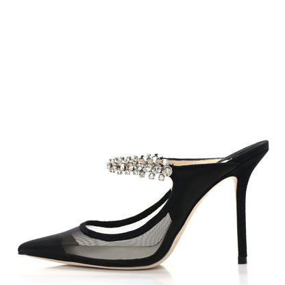 Jimmy Choo Mesh Suede Crystal Bing 100 Pumps 36.5 Black 1 of 7