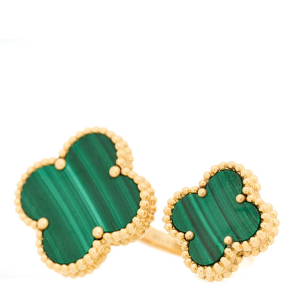 Van Cleef & Arpels 18K Yellow Gold Malachite Magic Alhambra Between the Finger Ring 50 5.25 6 of 8